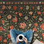 Vintage Floral Vinyl Rug with Colonial Williamsburg Inspiration for Kitchens, Entryways, Dining Rooms and Living Spaces