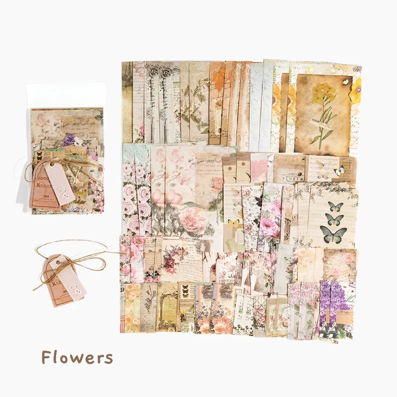 Vintage Scrapbooking Paper Pack, 100 Mixed Themed Sheets for Journals, Layered Collage and Memory Crafts
