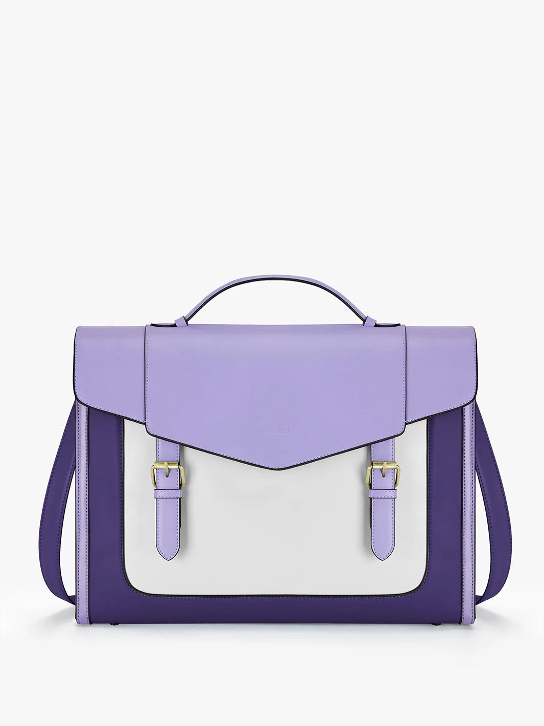 Vintage Vegan Leather Briefcase, Light Violet