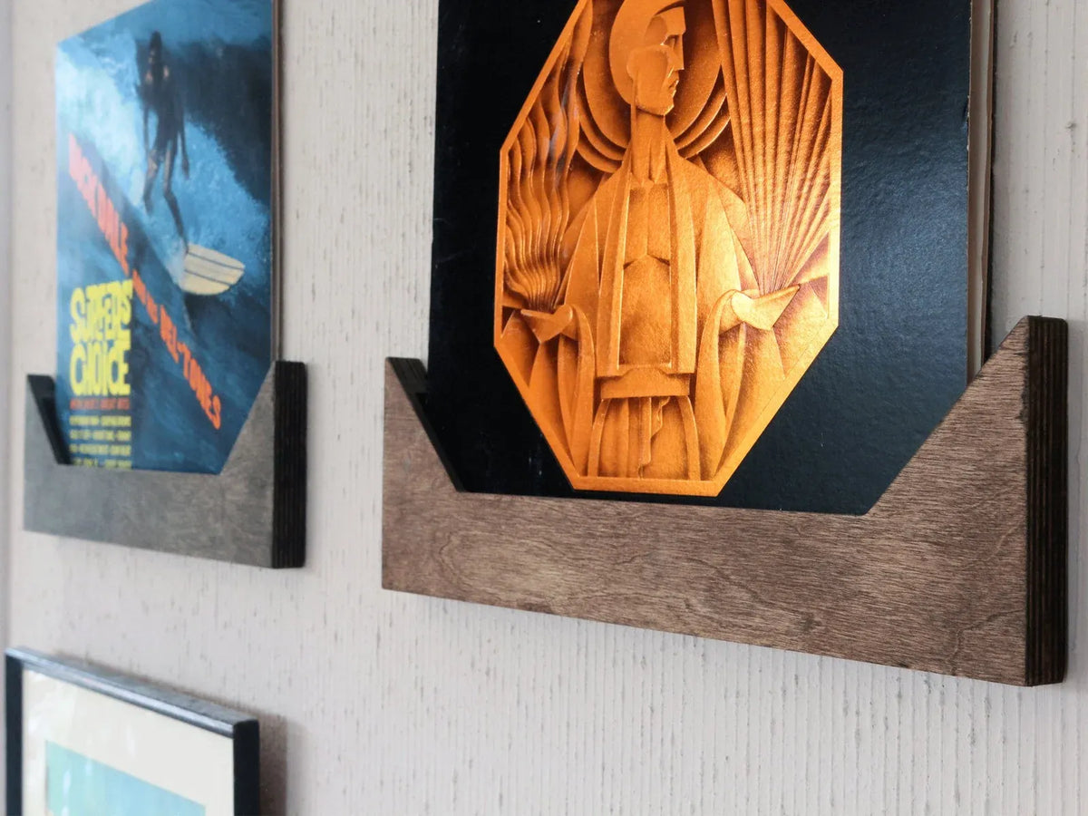 Vinyl Record Wall Display Ledge in Solid Pacific Coast Maple with Easy Hanging Hardware and Choice of Finish