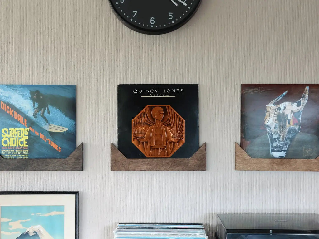 Vinyl Record Wall Display Ledge in Solid Pacific Coast Maple with Easy Hanging Hardware and Choice of Finish