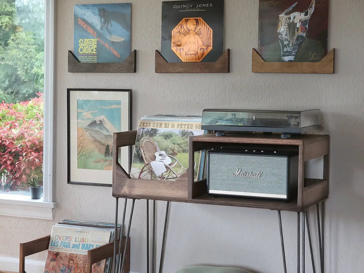 Vinyl Record Wall Display Ledge in Solid Pacific Coast Maple with Easy Hanging Hardware and Choice of Finish