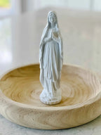Virgin Mary Statue of Our Lady of the Rosary in White Resin