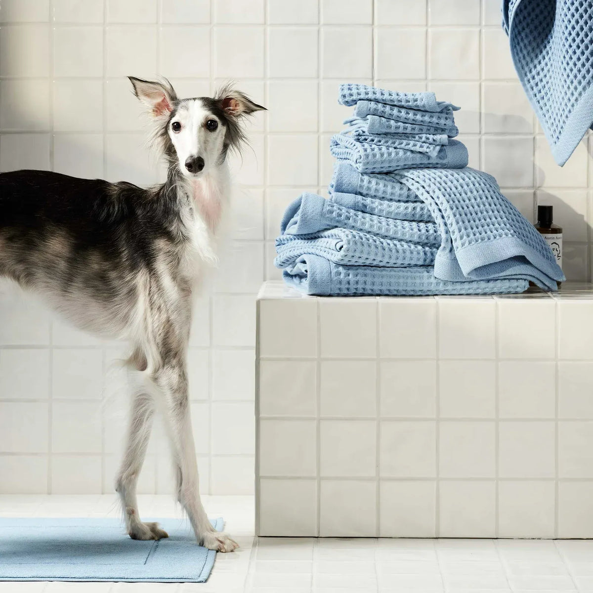 Waffle Bath Towels Set of 2 in 100% Long-Staple Turkish Cotton,