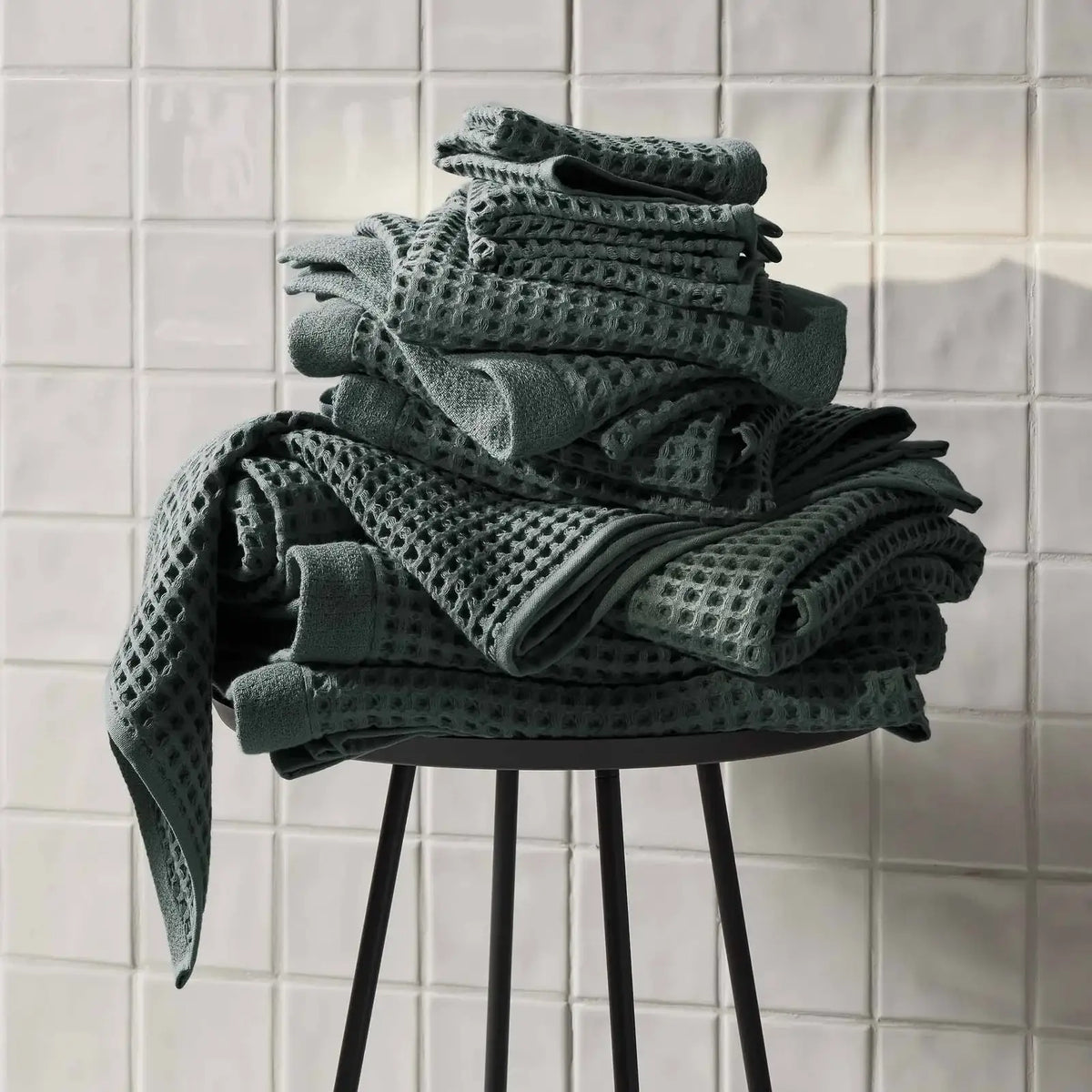 Waffle Bath Towels Set of 2 in 100% Long-Staple Turkish Cotton,