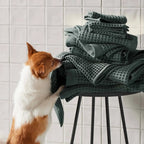 Waffle Bath Towels Set of 2 in 100% Long-Staple Turkish Cotton,