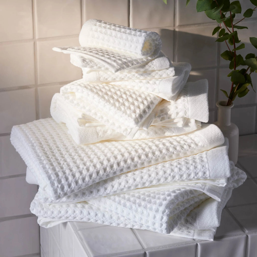 Waffle Bath Towels Set of 2 in 100% Long-Staple Turkish Cotton,