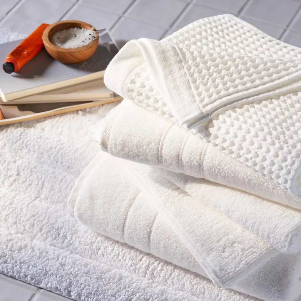 Waffle Bath Towels Set of 2 in 100% Long-Staple Turkish Cotton,