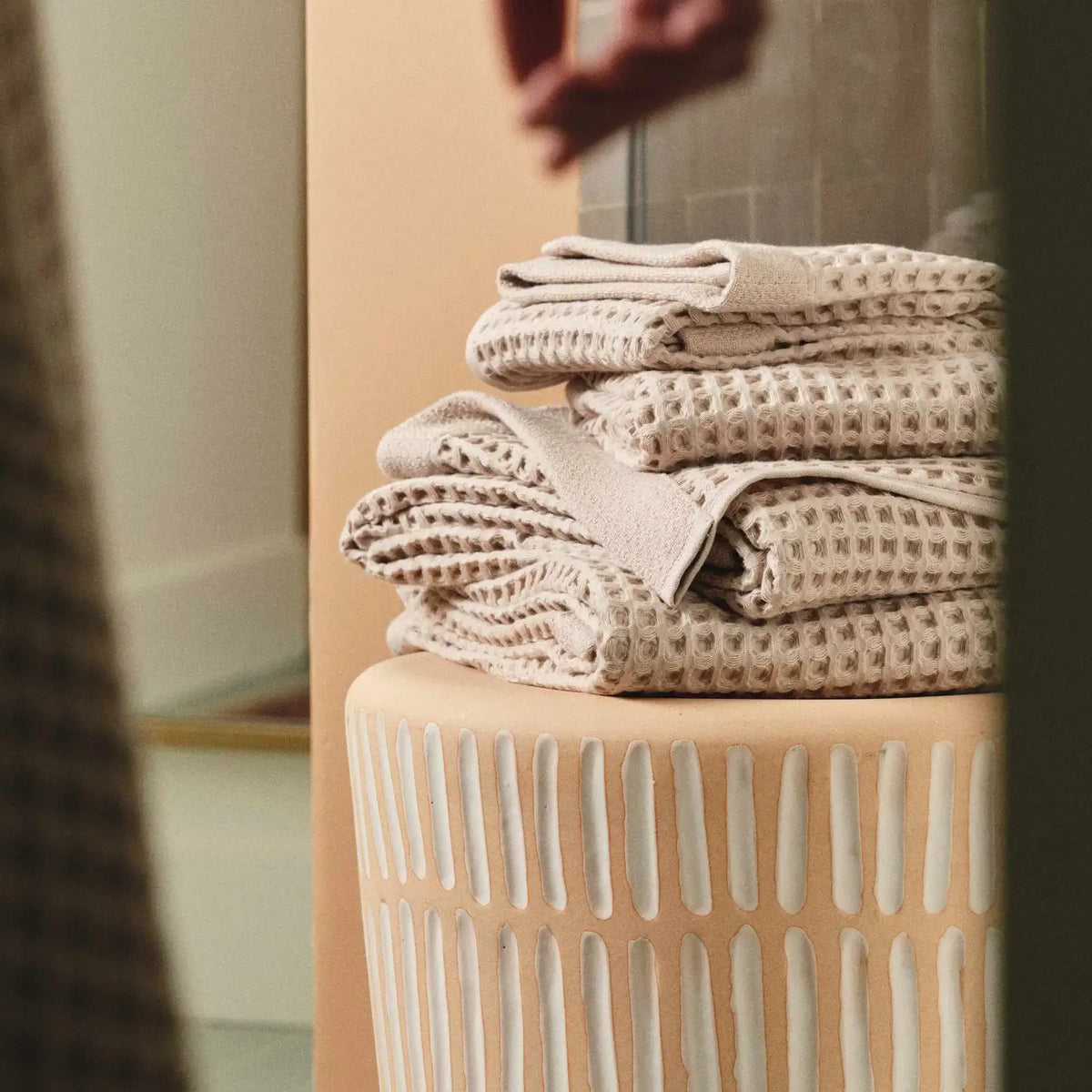 Waffle Bath Towels Set of 2 in 100% Long-Staple Turkish Cotton,