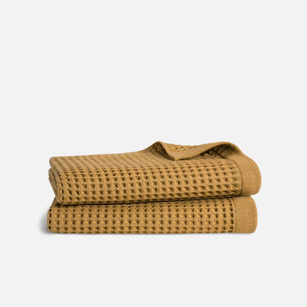 Waffle Bath Towels Set of 2 in 100% Long-Staple Turkish Cotton,