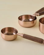 Walnut and Copper Measuring Cups for Baking, Cooking, and Everyday Kitchen Prep · Walnut finish