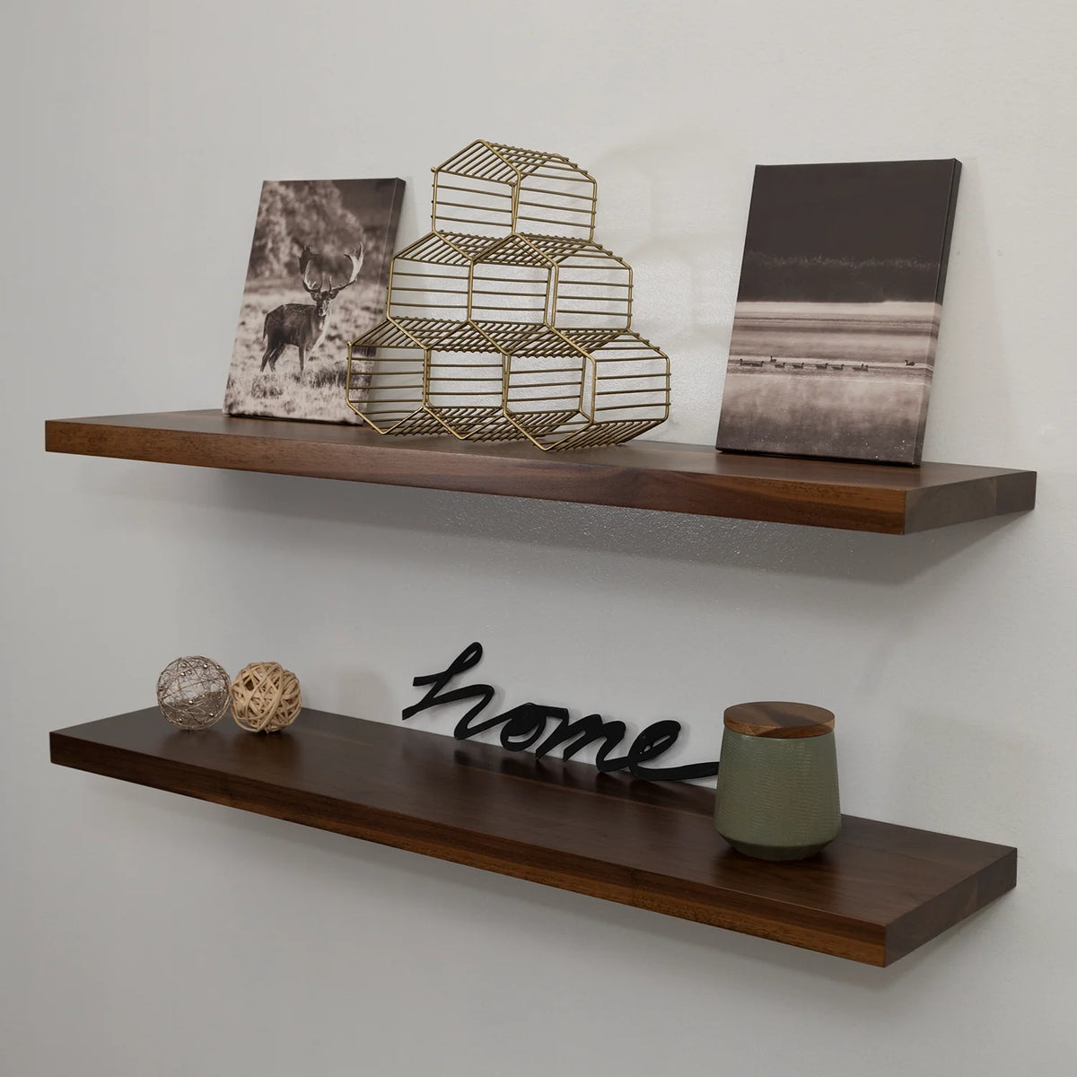 Walnut Hardwood Floating Shelves