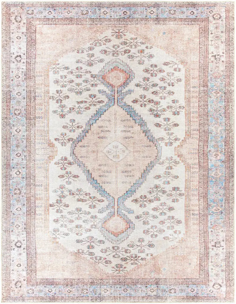 Washable Area Rug in Traditional Medallion Style, Machine Woven