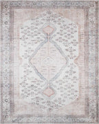 Washable Area Rug in Traditional Medallion Style, Machine Woven