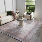 Washable Area Rug in Traditional Medallion Style, Machine Woven