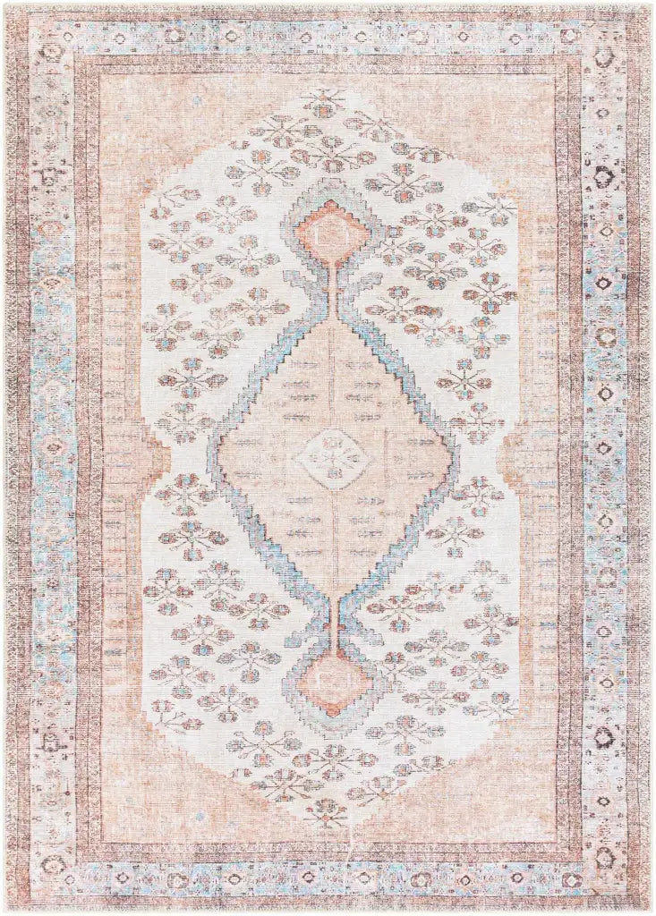 Washable Area Rug in Traditional Medallion Style, Machine Woven