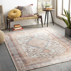 Washable Area Rug in Traditional Medallion Style, Machine Woven