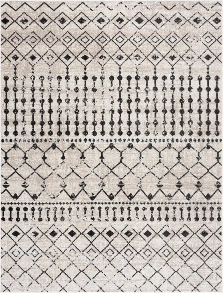 Washable Area Rug in Transitional Bohemian Style, Low Pile 100%