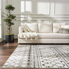 Washable Area Rug in Transitional Bohemian Style, Low Pile 100%