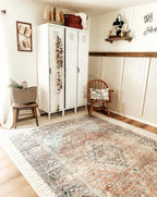 Washable Area Rug with Oriental Medallion Design, Low-Profile 0.16-Inch Polyester Face and Multiple Rectangle or Runner Si
