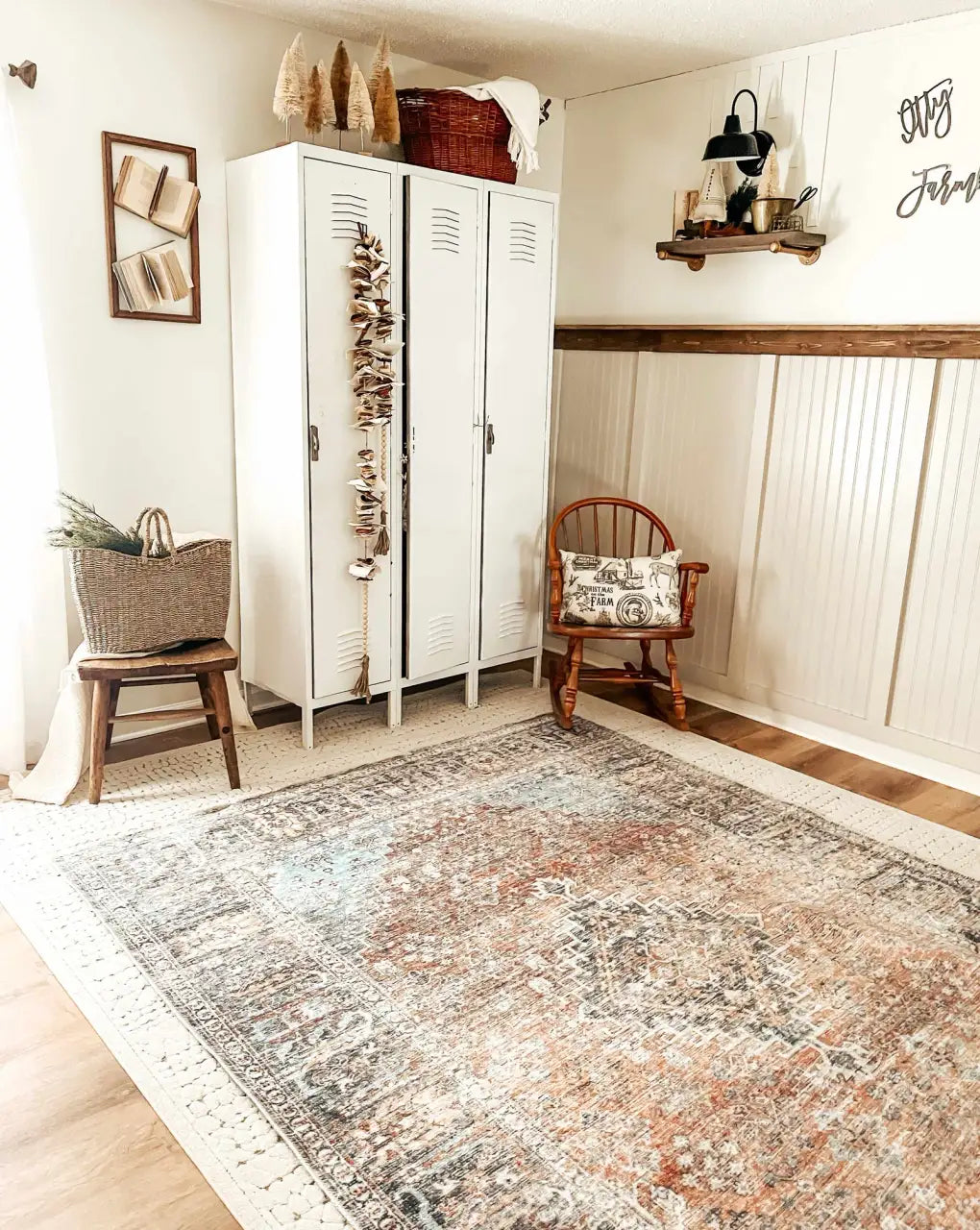 Washable Area Rug with Oriental Medallion Design, Low-Profile 0.16-Inch Polyester Face and Multiple Rectangle or Runner Si