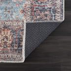 Washable Area Rug with Oriental Medallion Design, Low-Profile 0.16-Inch Polyester Face and Multiple Rectangle or Runner Si