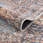 Washable Area Rug with Oriental Medallion Design, Low-Profile 0.16-Inch Polyester Face and Multiple Rectangle or Runner Si