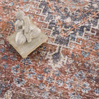 Washable Area Rug with Oriental Medallion Design, Low-Profile 0.16-Inch Polyester Face and Multiple Rectangle or Runner Si