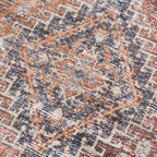 Washable Area Rug with Oriental Medallion Design, Low-Profile 0.16-Inch Polyester Face and Multiple Rectangle or Runner Si
