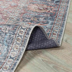 Washable Area Rug with Oriental Medallion Design, Low-Profile 0.16-Inch Polyester Face and Multiple Rectangle or Runner Si