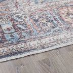 Washable Area Rug with Oriental Medallion Design, Low-Profile 0.16-Inch Polyester Face and Multiple Rectangle or Runner Si
