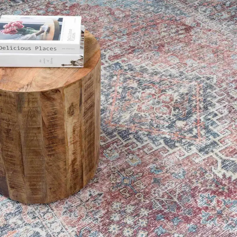 Washable Area Rug with Oriental Medallion Design, Low-Profile 0.16-Inch Polyester Face and Multiple Rectangle or Runner Si