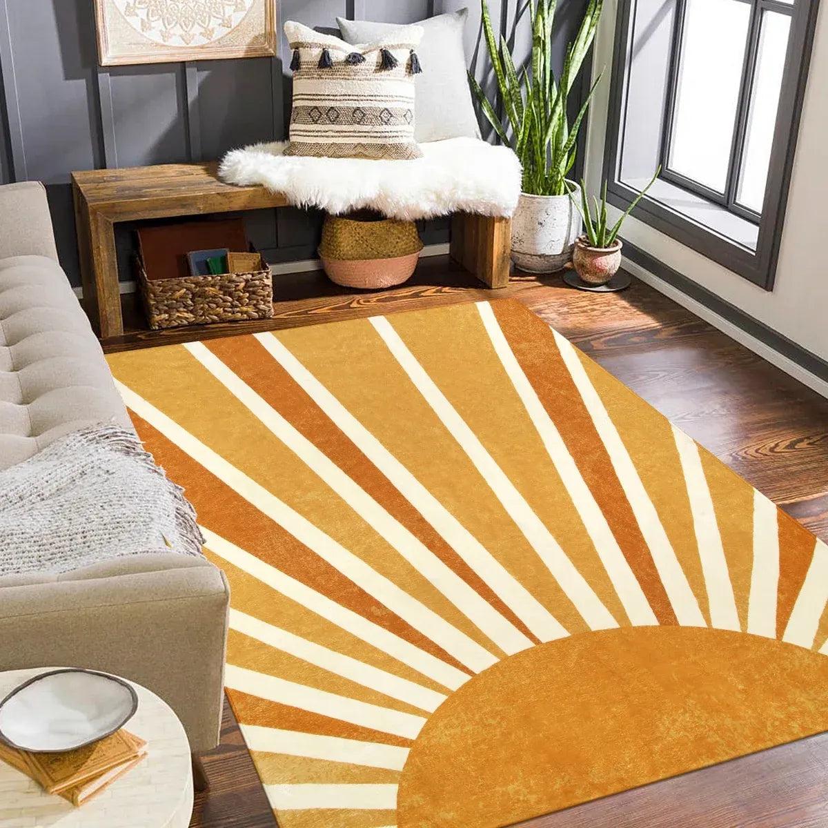 Washable Boho Rainbow Rug