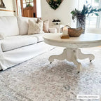 Washable Cream Area Rug with Traditional Pattern, Low Profile and Rectangle, Square or Runner Sizes