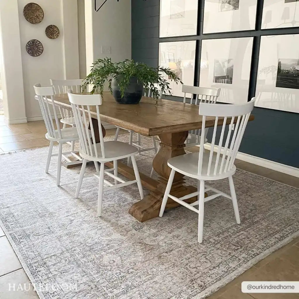 Washable Cream Area Rug with Traditional Pattern, Low Profile and Rectangle, Square or Runner Sizes