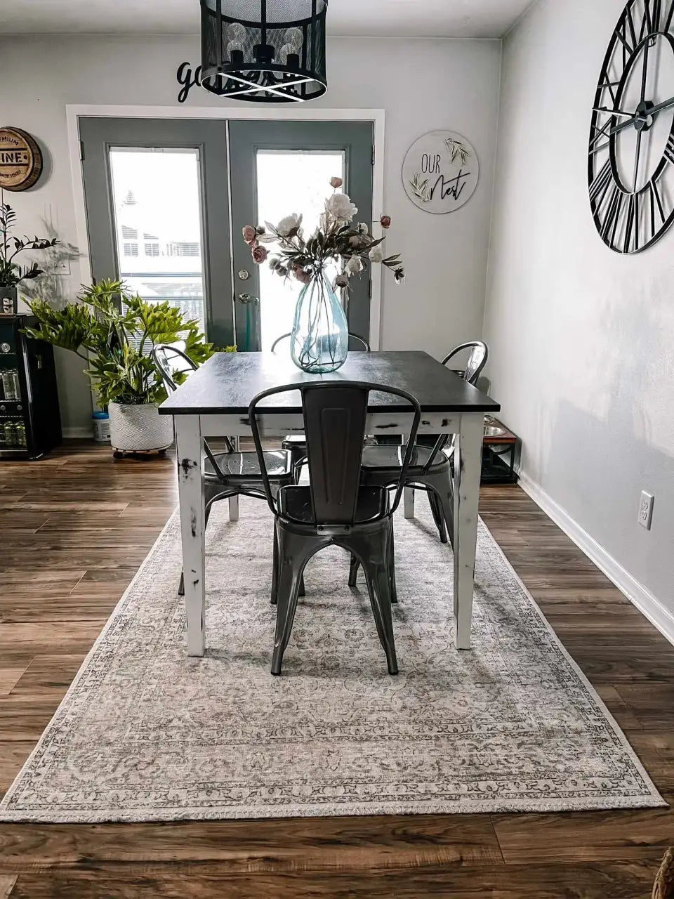 Washable Cream Area Rug with Traditional Pattern, Low Profile and Rectangle, Square or Runner Sizes