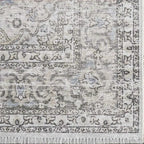 Washable Cream Area Rug with Traditional Pattern, Low Profile and Rectangle, Square or Runner Sizes