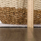 Washable Cream Area Rug with Traditional Pattern, Low Profile and Rectangle, Square or Runner Sizes