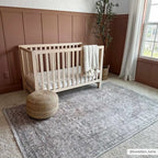 Washable Cream Area Rug with Traditional Pattern, Low Profile and Rectangle, Square or Runner Sizes