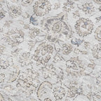 Washable Cream Area Rug with Traditional Pattern, Low Profile and Rectangle, Square or Runner Sizes