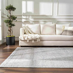 Washable Cream Area Rug with Traditional Pattern, Low Profile and Rectangle, Square or Runner Sizes