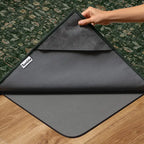 Washable Floral Rug and Pad Set in Forest Green