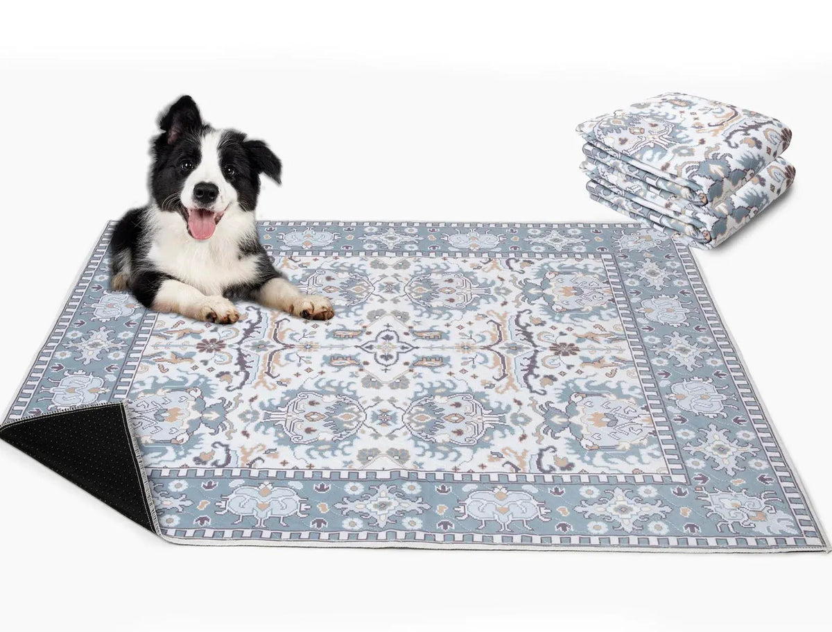 Washable Pet Mat 2-Pack with Leak-Proof Floor Protection in Two Sizes and Three Color Designs