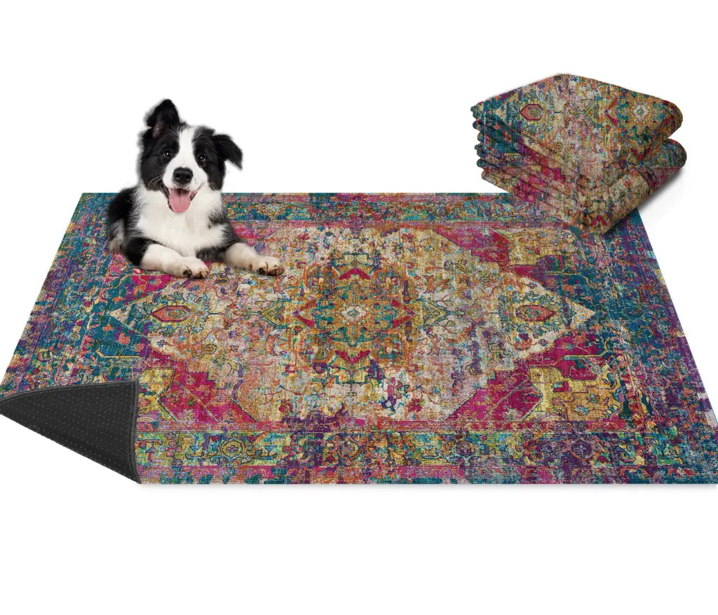 Washable Pet Mat 2-Pack with Leak-Proof Floor Protection in Two Sizes and Three Color Designs