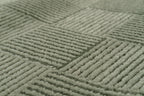 Washable Sage Green Geometric Rug, Recycled Polyester Medium-Pile Basketweave Design in Multiple Sizes