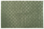 Washable Sage Green Geometric Rug, Recycled Polyester Medium-Pile Basketweave Design in Multiple Sizes