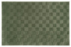 Washable Sage Green Geometric Rug, Recycled Polyester Medium-Pile Basketweave Design in Multiple Sizes