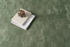 Washable Sage Green Geometric Rug, Recycled Polyester Medium-Pile Basketweave Design in Multiple Sizes