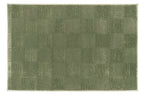 Washable Sage Green Geometric Rug, Recycled Polyester Medium-Pile Basketweave Design in Multiple Sizes