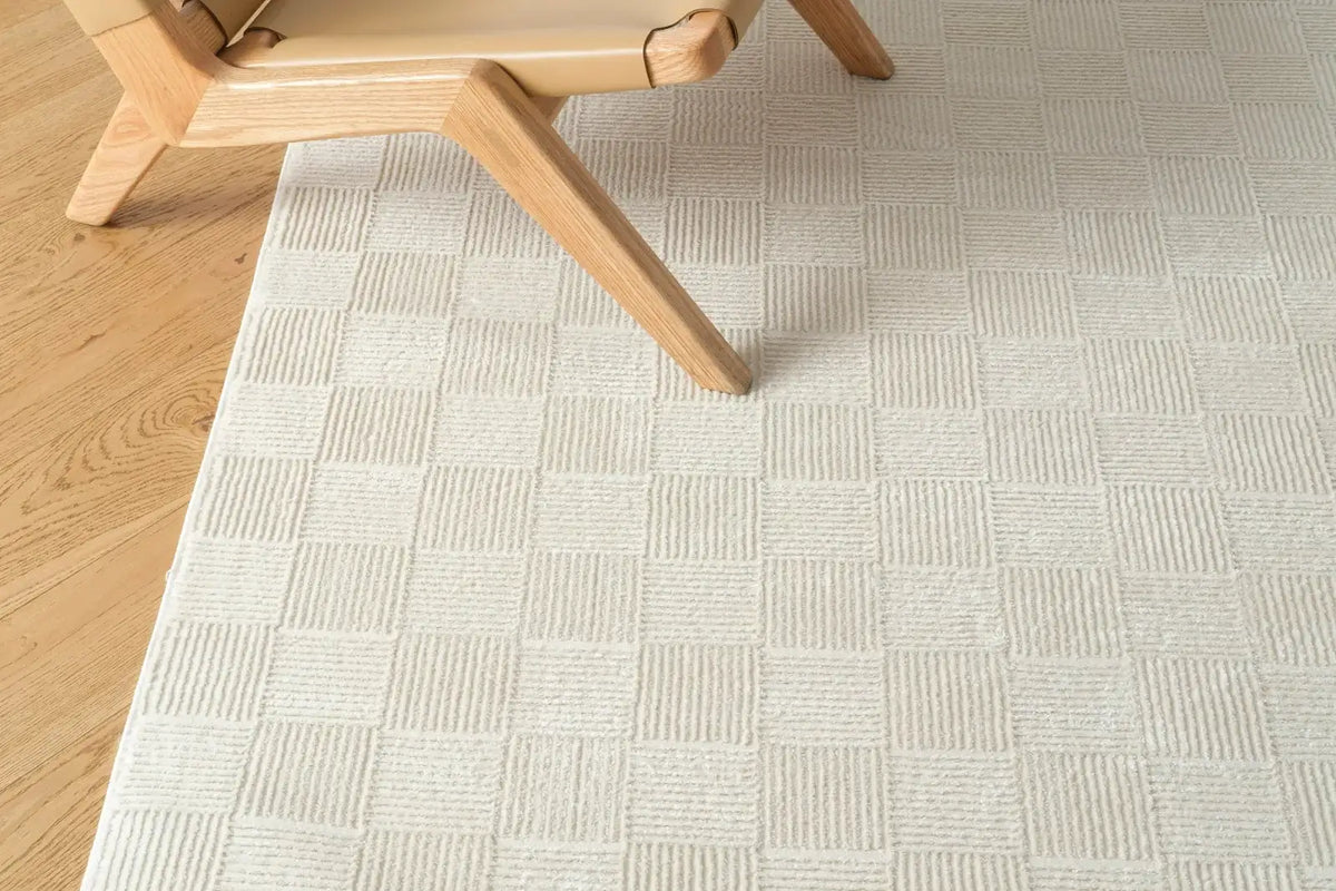 Washable Sage Green Geometric Rug, Recycled Polyester Medium-Pile Basketweave Design in Multiple Sizes